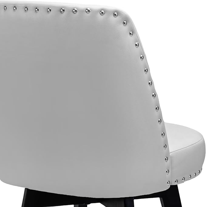 MINCETA Bar Stools Set of 2, PU Leather Barstools, 26 Inch Upholstered Counter Stools with High Back and Footrest, Swivel Counter Height Barstools for Kitchen Island Home Bar Light Gray