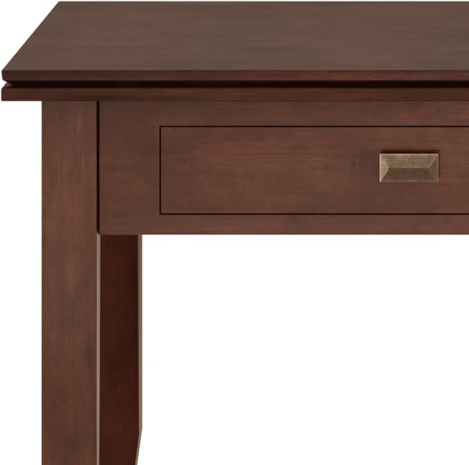SIMPLIHOME Artisan Coffee Lift Top Table - 46 inch Wide Solid Wood Contemporary Cocktail Table in Russet Brown, Living Room with Hidden Storage Compartment, Open Shelf, and Square Knobs