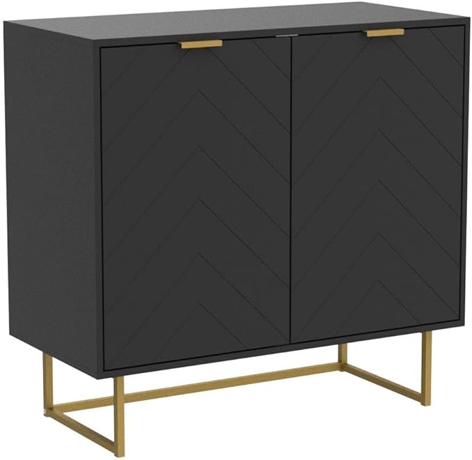 Scurrty Sideboard Buffet, Buffet Cabinet with Storage Set of 2, Sideboard Storage with Adjustable Shelf, Accient Cabinet for Living Room, Kitchen, Black