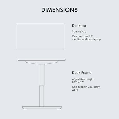FLEXISPOT EN1 One-Piece Standing Desk 48 x 30 Inch Desktop Adjustable Height Electric Desk for Home Office and Computer Workstation (White Frame + White Top, 2 Packages)