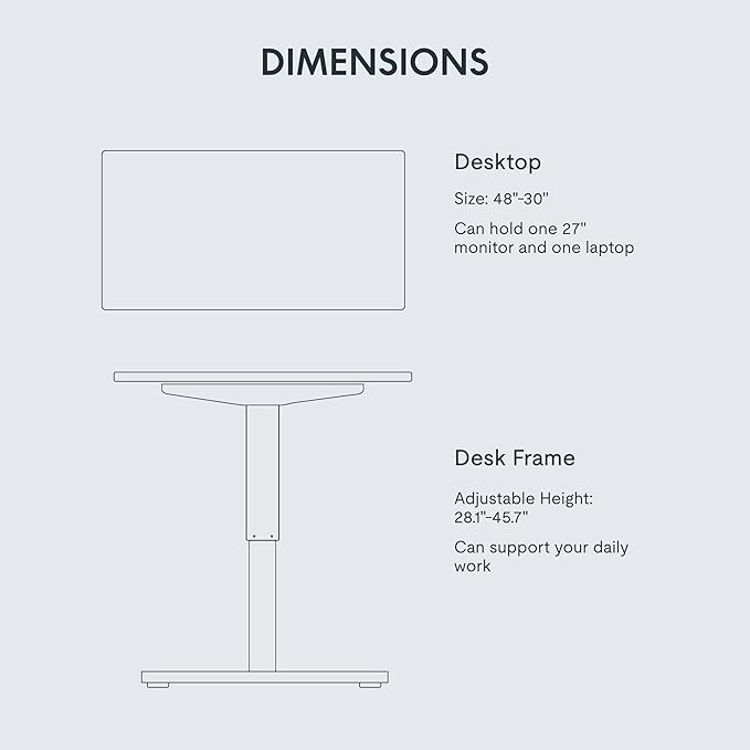 FLEXISPOT EN1 Whole-Piece Standing Desk 48 x 30 Inches Electric Height Adjustable Desks for Home Office Stand Up Desk (Silver Frame + 48 in White Top, 2 Packages)