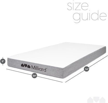 Milliard 5 in. Memory Foam Mattress - for Bunk Bed, Daybed, Trundle or Folding Bed Replacement (Full)