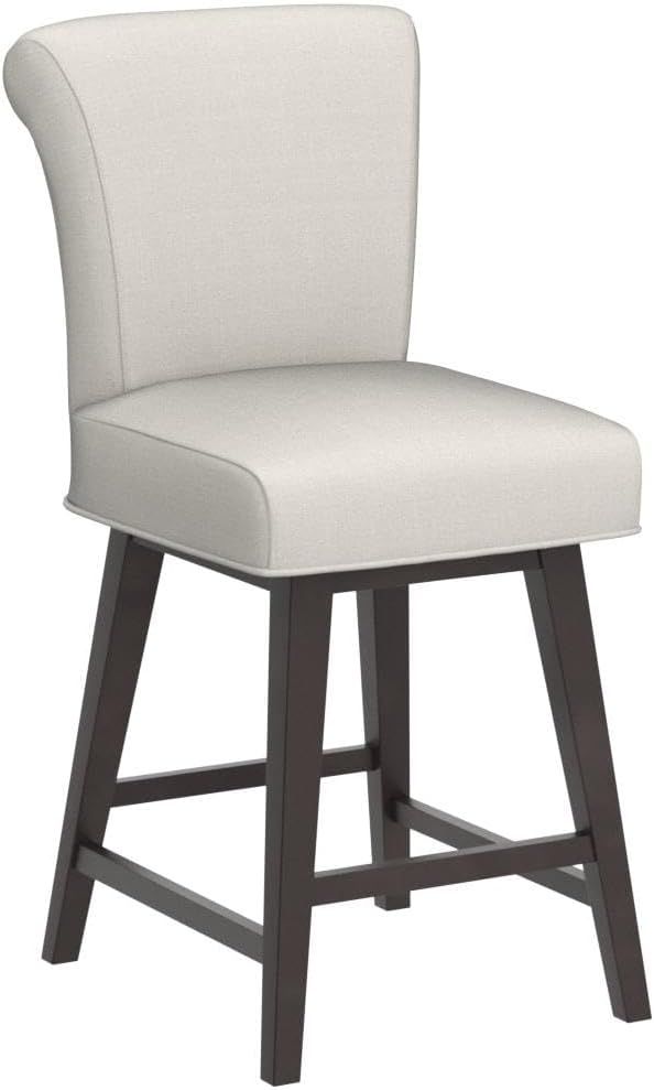 CHITA 26 Inch Counter Height Swivel Bar Stools Set of 2, FSC Certified Modern Upholstered Swivel Barstool Chairs with Back, Fabric in Linen
