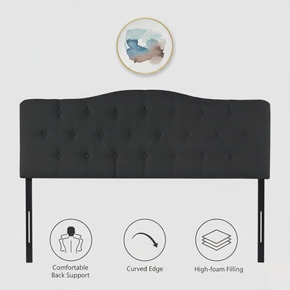 Naomi Home Cassandra Queen Tufted Headboard, Upholstered in Durable Linen Fabric – Premium Foam Cushioning, Adjustable Height, Floating Wall or Bed Frame Mount, Compatible with Adjustable Beds