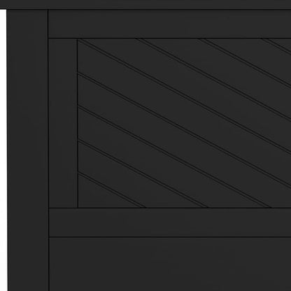Serene Farmhouse Style Wood Bed in King Size with Chevron Scoring Headboard, Coastal Modern Design, Sturdy, Easy Assembly, Ample Underbed Storage, Black Finish