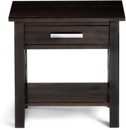 SIMPLIHOME Kitchener SOLID WOOD 21 inch Wide Square Contemporary End Side Table in Hickory Brown for the Living Room and Bedroom