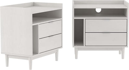 Walker Edison Mid-Century Modern Tray-Top Storage Nightstands Set of 2 White