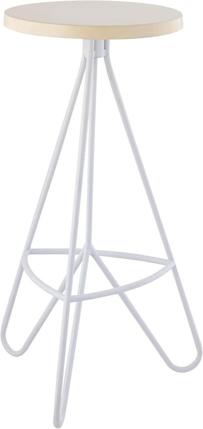 JONATHAN Y BSL1002D Trinity 30" Modern Industiral Iron Tripod Backless Bar Stool for Home, Kitchen, Dining Room, Workspaces, Cafes and Resturants, Almond Seat with White Frame