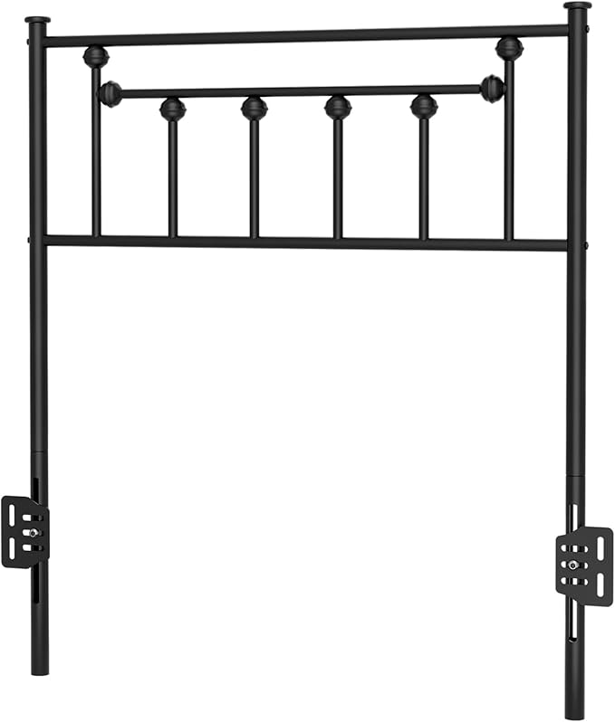 Metal Twin Size Headboard - Adjustable Height - Victorian Farmhouse Style, Steel Twin/Twin XL Headboard Only for Bedroom, Easy Assembly, Black
