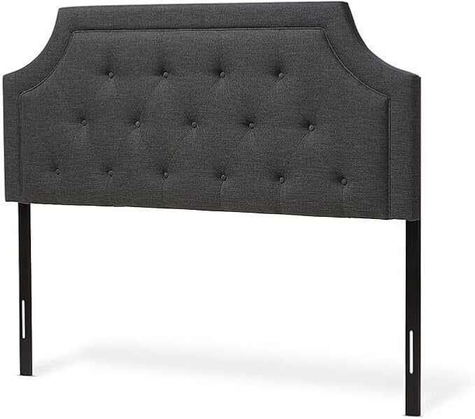 Maykoosh Adjustable Wood Post Headboard - Button Tufted Upholstered Bedroom Headboard Queen/Dark Gray