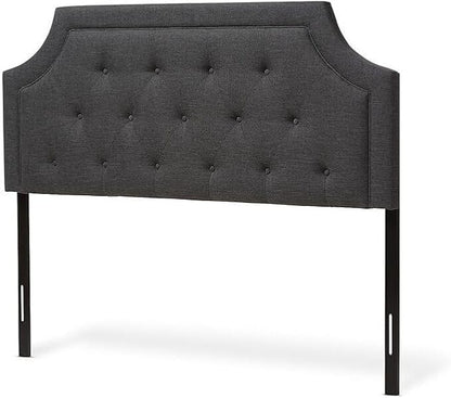 Maykoosh Adjustable Wood Post Headboard - Button Tufted Upholstered Bedroom Headboard Queen/Dark Gray