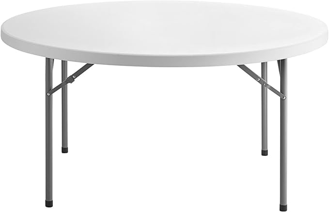 3 Pack! 60" Round Granite White Plastic Folding Banquet Table - Heavy Duty Party Table for Wedding and More