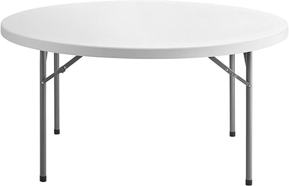 10 Pack 60" Round Granite White Plastic Folding Table - Heavy Duty Banquet, Party, Wedding Table - 5-Foot