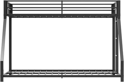 Metal Twin XL Over Queen Bunk Bed for Teens and Adults, Space-Saving/Noise Reduced/No Box Spring Needed, Black