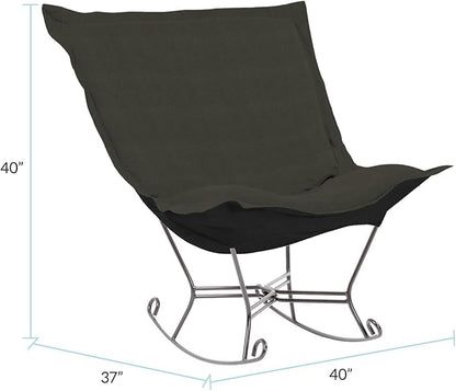 Howard Elliott Scroll Puff Rocker With Cover, Titanium Frame, Sterling Charcoal, 40"w x 37"D x 40"H