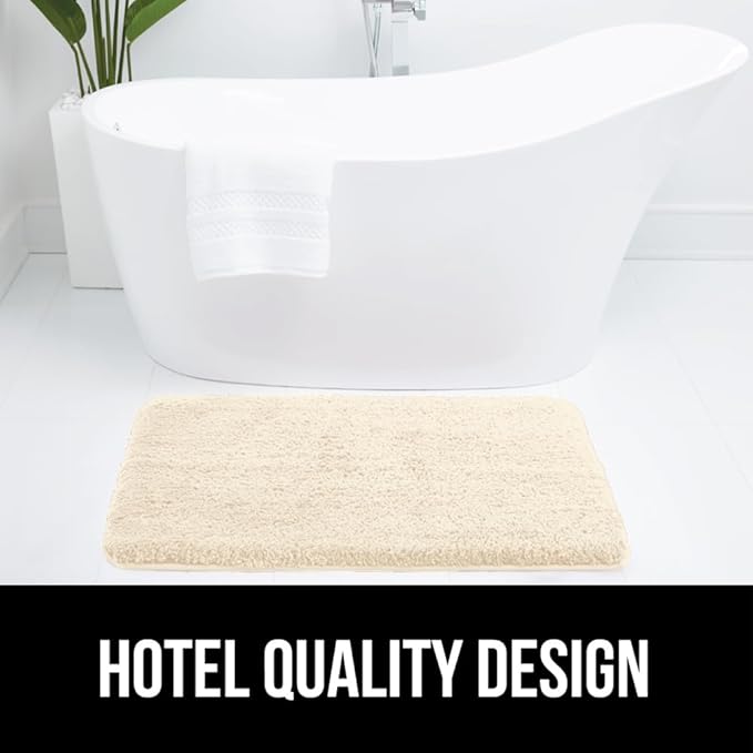 GORILLA GRIP Bathroom Rugs, 42x24, Ultra Soft Absorbent Mat, Thick Plush Bath Rug, Machine Washable, Microfiber Quick Dry, Mats for Shower, Bathtub and Floor, Home Decor Accessories, Ivory