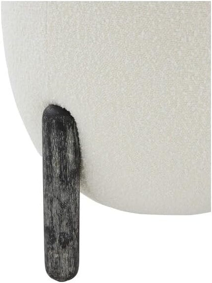 SAFAVIEH Couture Collection Clarabella Ivory Boucle/Black Round Upholstered Footrest Ottoman (Fully Assembled)