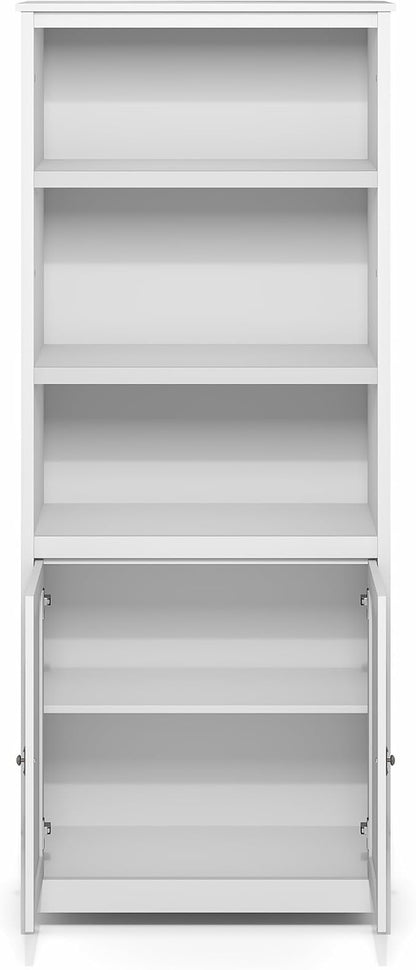 Furinno Robin Storage Cabinet, Pantry Cabinet with 3-Tier Adjustable Shelves with 2 Door Cabinet, 30W, Kitchen Organizer Cabinet, Organization and Storage, for Pantry, Living Room, Home Office, White