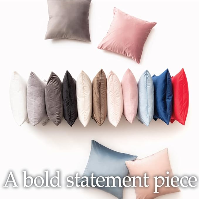 lalaLOOM Velvet Throw Pillow Covers, Set of 2, Soft Accent Cases for Pillows, Decorative Square Home Decor, Silky Machine Washable Pillowcases for Sofa, Couch, Bedroom, Living Room, 16x16, Brown