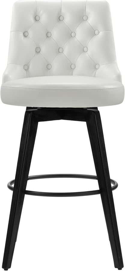 Watson & Whitely Bar Stools, 360° Swivel Upholstered Bar Stool with Back, 30" H Bar Height Barstools, Set of 2, Faux Leather in White