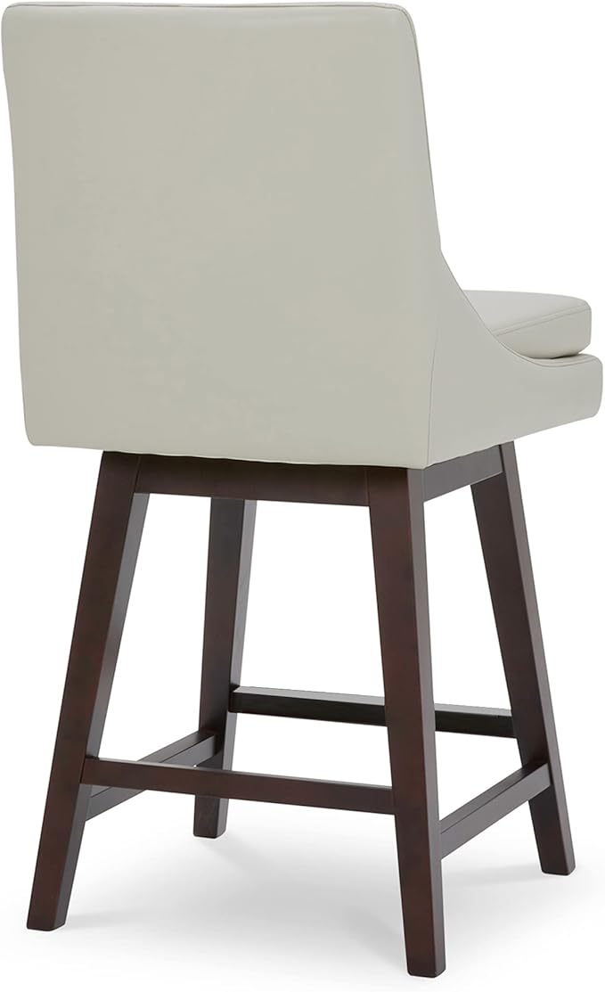 CHITA Counter Height Swivel Bar Stools with Back Set of 2, FSC Certified Upholstered Faux Leather Swivel Barstool, 26.8" H Seat Height, PU Leather in Creamy Gray