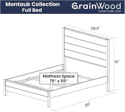 Grain Wood Furniture Montauk Solid Wood Bed, Full Size, Driftwood