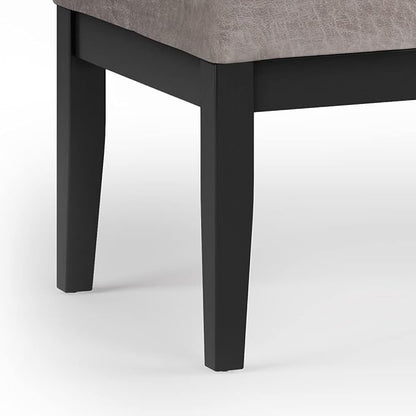 SIMPLIHOME Lacey 41 inch Wide Contemporary Rectangle Tufted Ottoman Bench in Distressed Grey Taupe Vegan Faux Leather, Assembled, For the Living Room and Bedroom