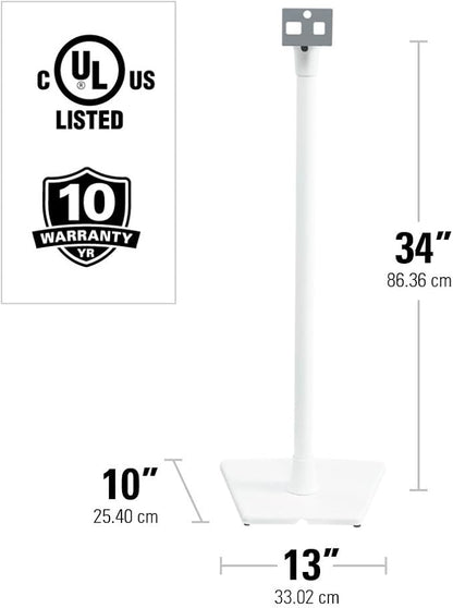 Sanus Wireless Sonos Speaker Stand for Sonos One, Play:1, & Play:3 - Audio-Enhancing Design with Built-in Cable Management - Single Stand (White) - WSS21-W1