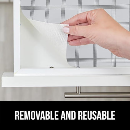 GORILLA GRIP DripGuard Shelf Liner, Non Adhesive Drawer and Kitchen Cabinet Protector, 24x240 Inch, Slip Resistant BPA Free Smooth Surface Plastic Liners for Cabinets, Bathrooms, Closets, Gray White