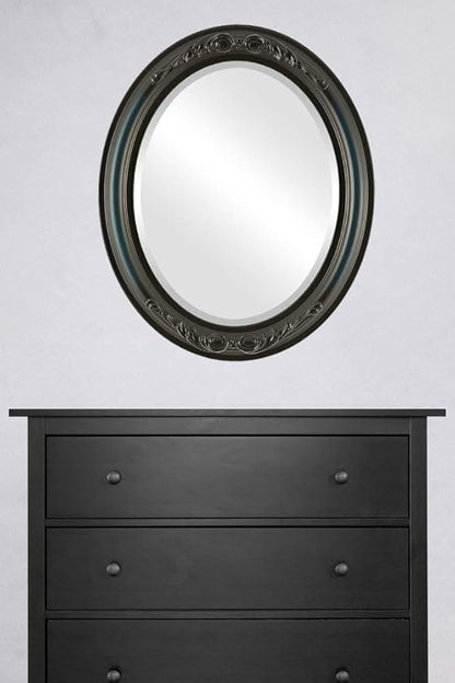 OVALCREST Oval Beveled Wall Mirror for Home Decor - Florence Style - Royal Blue - 28" x 22"