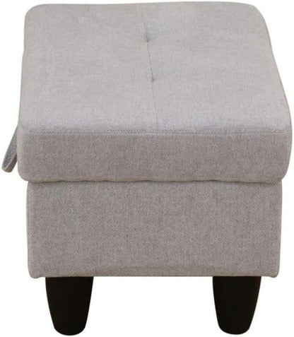 Ottoman Storage Ottoman Bench Flannel Footrest Footstool with Hinged Lid for Living Room, Bedroom, Entryway, Grey, 28.5"X19"X17.5"