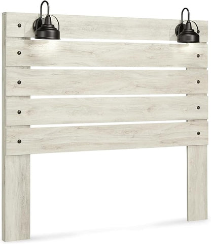Signature Design by Ashley Cambeck Farmhouse Panel Headboard ONLY with USB Charging Stations, Queen, Whitewash