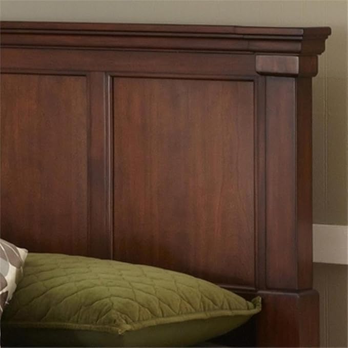 BOWERY HILL 52" x 82" Traditional Wood King Headboard with Recessed Frame Moldings and Carved Detailed, Some Assembly Required, in Warm Cherry Brown Finish