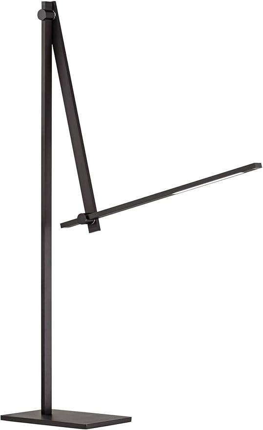 Possini Euro Design Barrett Modern Minimalist Task Floor Lamp LED Standing Base Adjustable 53" Tall Anodized Black Metal Touch On Off Decor for Living Room Reading House Bedroom Home