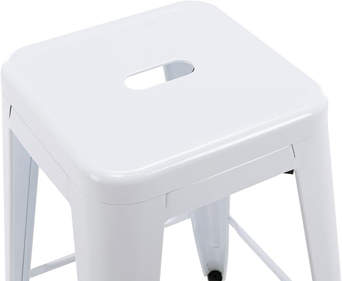 Vogue Furniture Direct 24" High Bar Stools Backless White Metal Barstools Indoor-Outdoor Counter Height Stools with Square Seat, Set of 2 - VF1571004