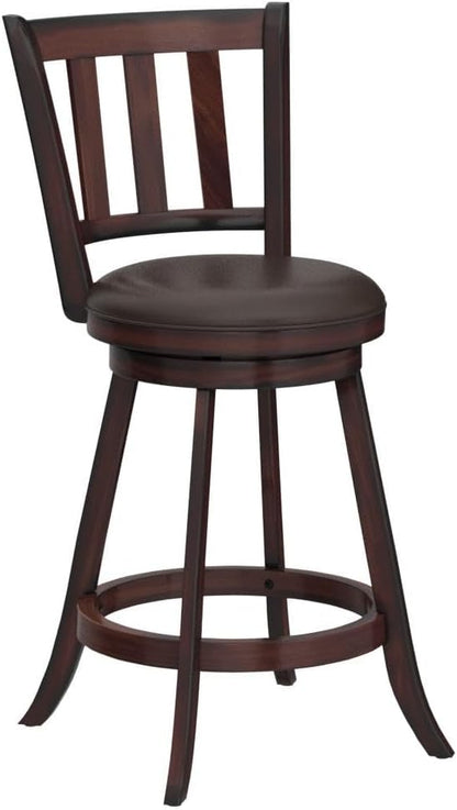 COSTWAY Bar Stools Set of 2, Counter Height Dining Chair, Fabric Upholstered 360 Degree Swivel, PVC Cushioned Seat, Perfect for Dining and Living Room (Height 25''-Set of 2)