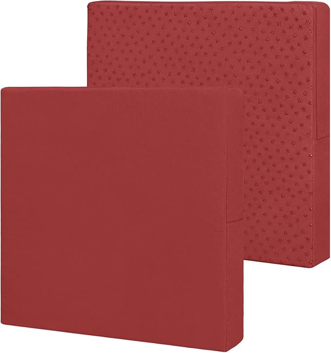 Easy-Going Waterproof Patio Cushion Covers 24x22x4 inch 2 Pack Replacement Non-Slip Outdoor Seat Cushion Slipcover with Zipper. Red