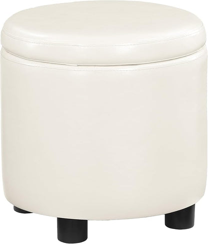 Designs4Comfort Round Accent Storage Ottoman with Reversible Tray Lid