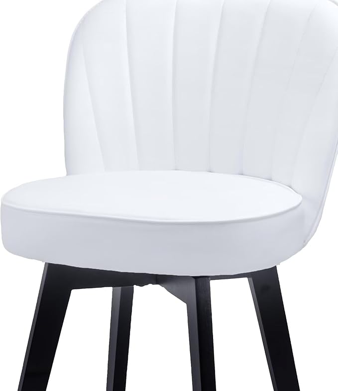 MINCETA Bar Stools Set of 4, PU Leather Barstools, 26 Inch Upholstered Counter Stools with Backrest and Footrest, Swivel Counter Height Barstools for Kitchen Island Home Bar White