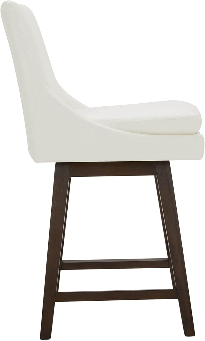 CHITA Counter Height Swivel Barstool, FSC Certified Upholstered Bar Stool, 26.8" H Seat Height, PU Leather in Pure White
