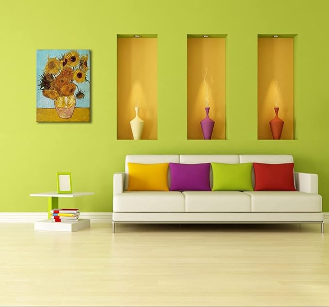 Wieco Art Sunflower Large Canvas Prints Wall Art by Vincent Van Gogh Oil Paintings Reproduction Modern Stretched and Framed Floral Giclee Flowers Pictures Artwork for Bedroom Home Office Decor