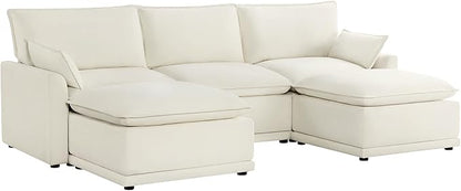 CHITA 113" Oversized Cloud Couch, Modern Modular Sectional Sofa Set for Living Room, 5 Seater U Shaped Sectional Couch, Cream