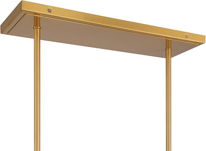 Possini Euro Design Camden Brass Island Linear Pendant Chandelier 42" Wide Modern Open Rectangle Frame Clear Glass Tube Shades 5-Light Fixture for Dining Room House Foyer Kitchen Entryway Bedroom