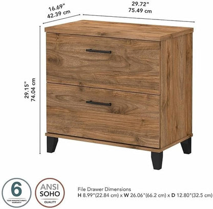 Pemberly Row 2 Drawer Lateral File Cabinet in Fresh Walnut - Engineered Wood