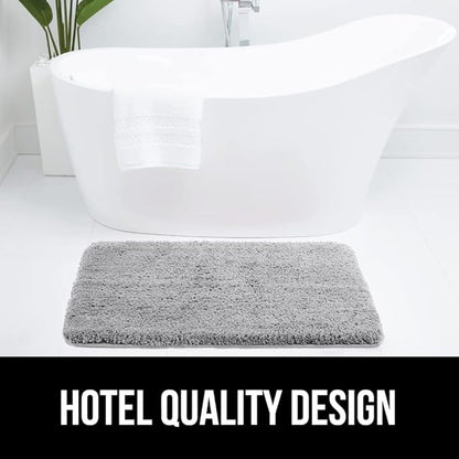 GORILLA GRIP Bathroom Rugs, 60x24, Ultra Soft Absorbent Mat, Thick Plush Bath Rug, Machine Washable, Microfiber Quick Dry, Mats for Shower, Bathtub and Floor, Home Decor Accessories, Light Gray