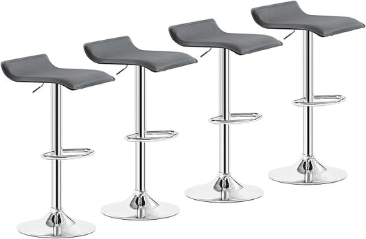 VECELO Bar Stools Set of 4, Armless Adjustable Swivel Barstools, Modern Backless Counter Height Stools for Kitchen, Island, Bar, Dark Grey