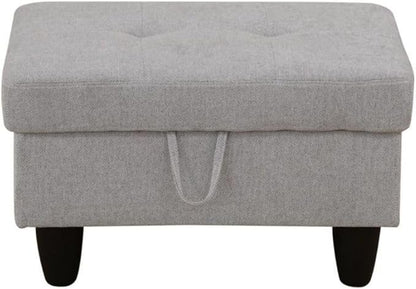 Ottoman Storage Ottoman Bench Flannel Footrest Footstool with Hinged Lid for Living Room, Bedroom, Entryway, Grey, 28.5"X19"X17.5"