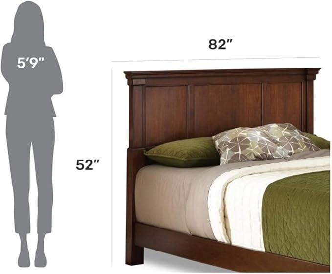 BOWERY HILL 52" x 82" Traditional Wood King Headboard with Recessed Frame Moldings and Carved Detailed, Some Assembly Required, in Warm Cherry Brown Finish