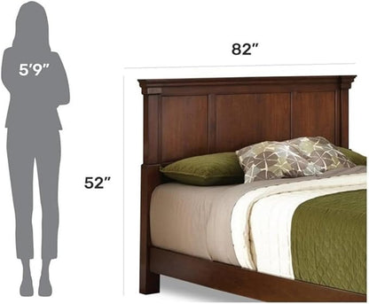 BOWERY HILL 52" x 82" Traditional Wood King Headboard with Recessed Frame Moldings and Carved Detailed, Some Assembly Required, in Warm Cherry Brown Finish