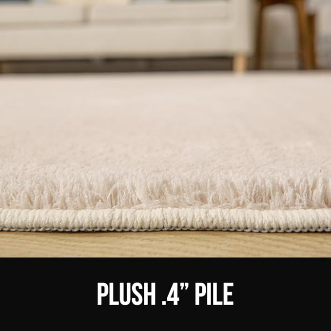 GORILLA GRIP Slip Resistant Soft Washable Stain Resistant Area Rug, Plush Thick Carpet for Nursery, Bedroom, Living Room, Non-Shedding Floor Rugs, Kid and Pet Friendly, Baby Home Decor, 4x6, Ivory